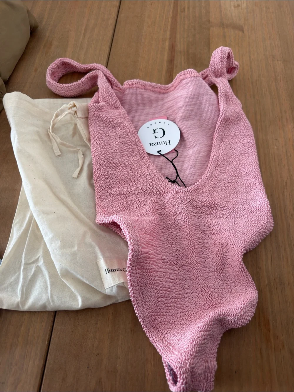 Hunza G Bubblegum Pink Square-Neck Kids One-Piece, New with tags